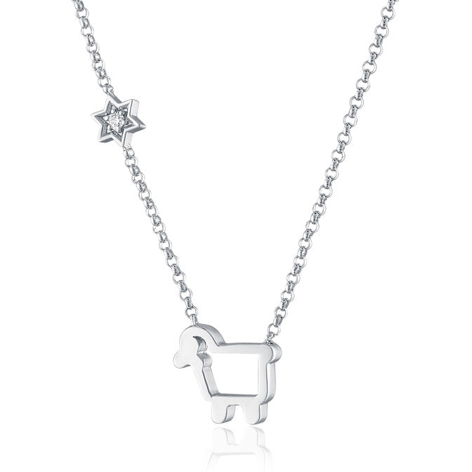 Sterling Silver Faith Lamb Necklace with Star of David 