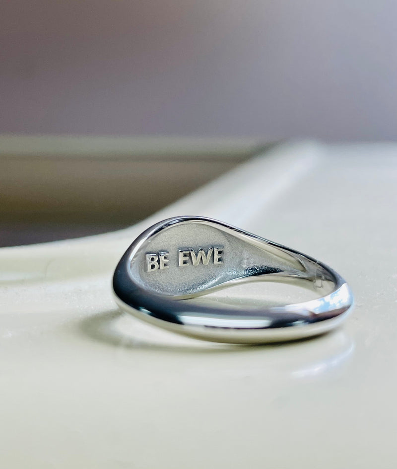 Silver BE EWE Oval Signet Ring