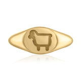 Gold Lamb logo Oval Signet Ring