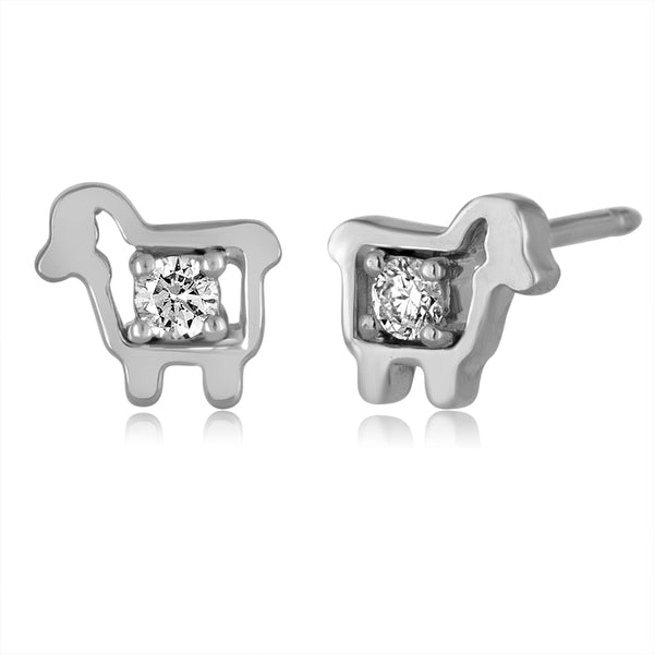 Sterling silver mini sheep diamond stud earrings by Julie Lamb