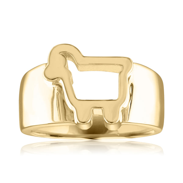 Solid gold lamb logo boyfriend  ring