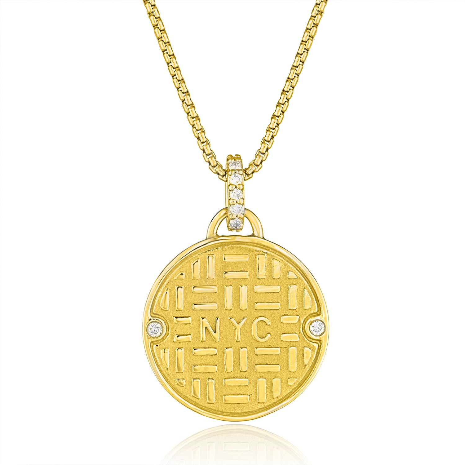 18K Yellow Gold Manhole Pendant