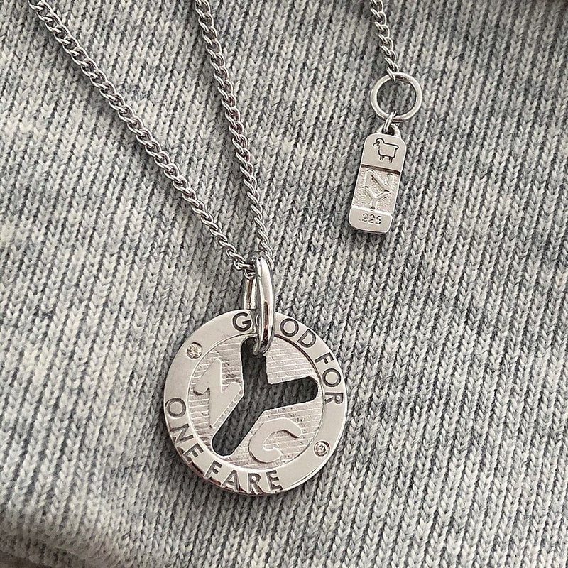 14K WHITE GOLD NYC 'REPRESENT' Subway Token Necklaces