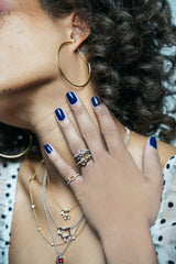Julie Lamb BE EWE collection rings on model fingers