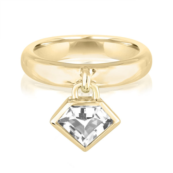 18K Yellow Gold Super Polished Charm Ring