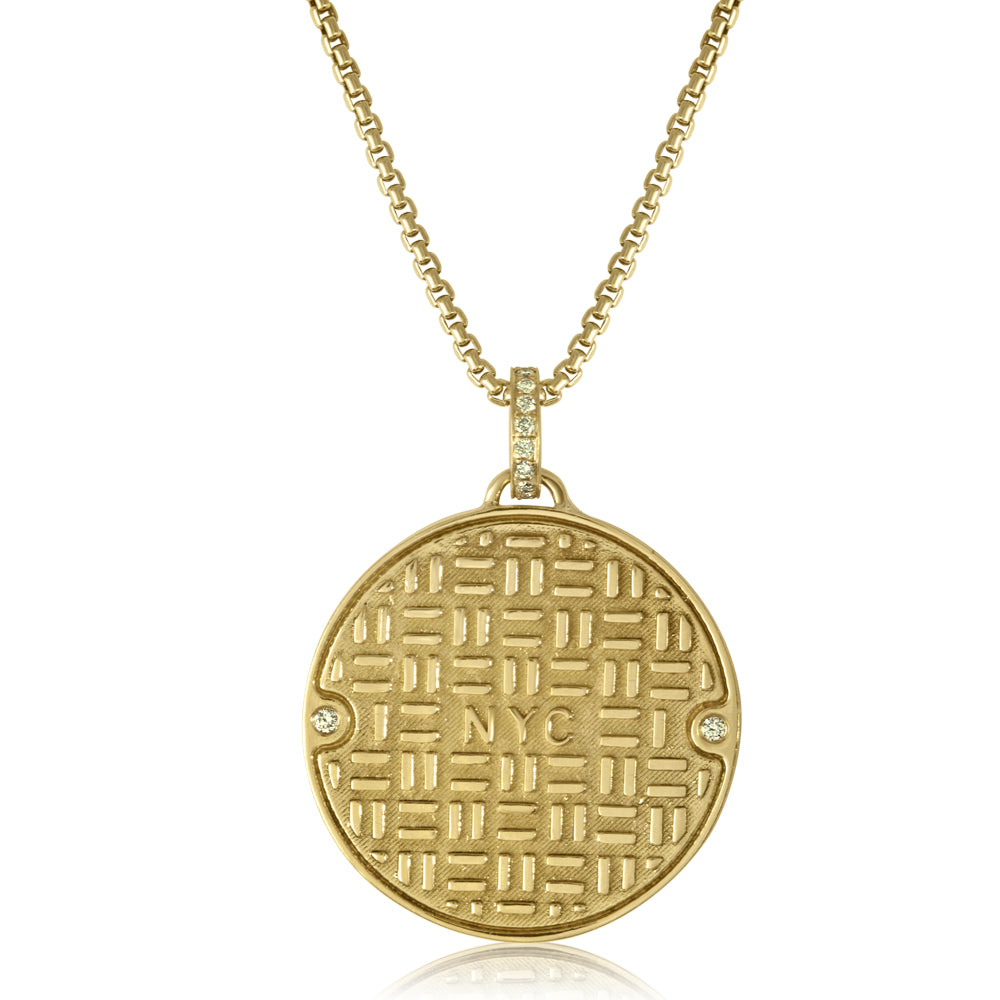 18K Yellow Gold Metropolis Jewelry Manhole Pendant - Julie Lamb