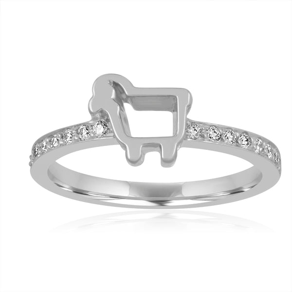 White Gold Mini Pave lamb Ring with Diamonds by Julie Lamb