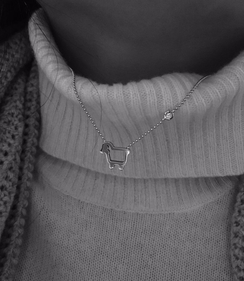 Silver small signature lamb necklace