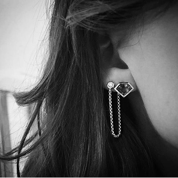 NYC Crosstown Chain Earring with diamond