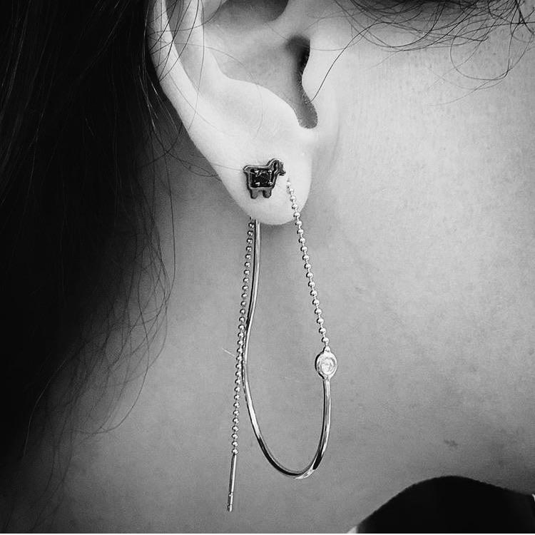 Julie lamb Mini sheep stud earrings and metropolitan earrings