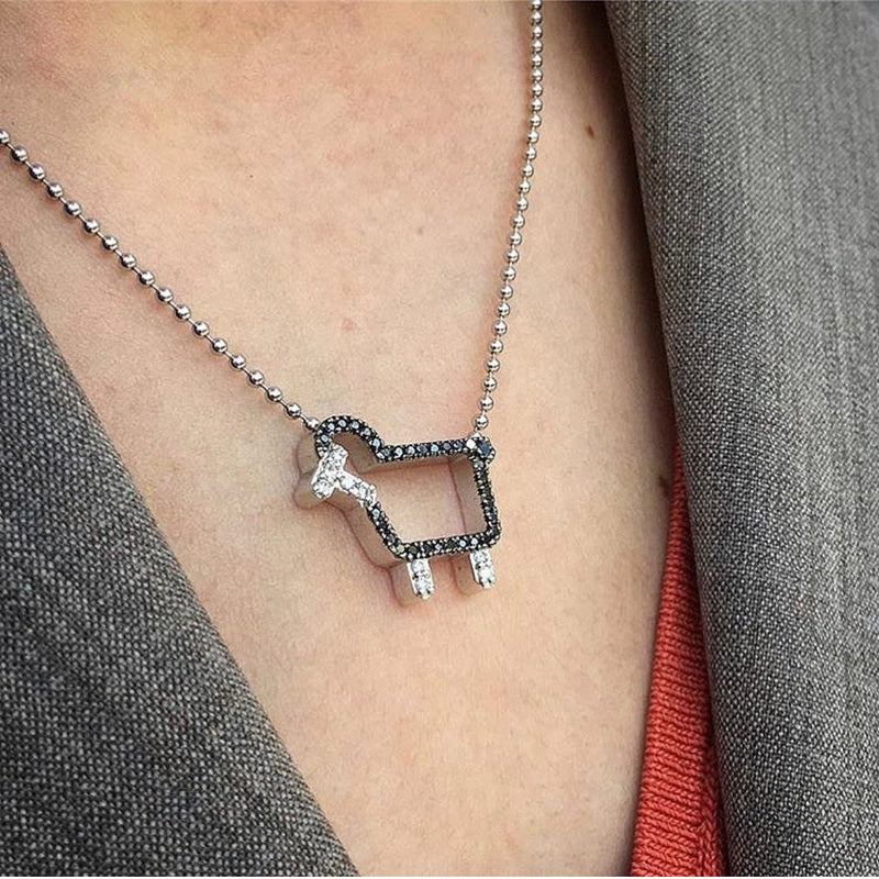 *Sterling Silver "Johnny- The Black Sheep" Necklace in Black Diamonds