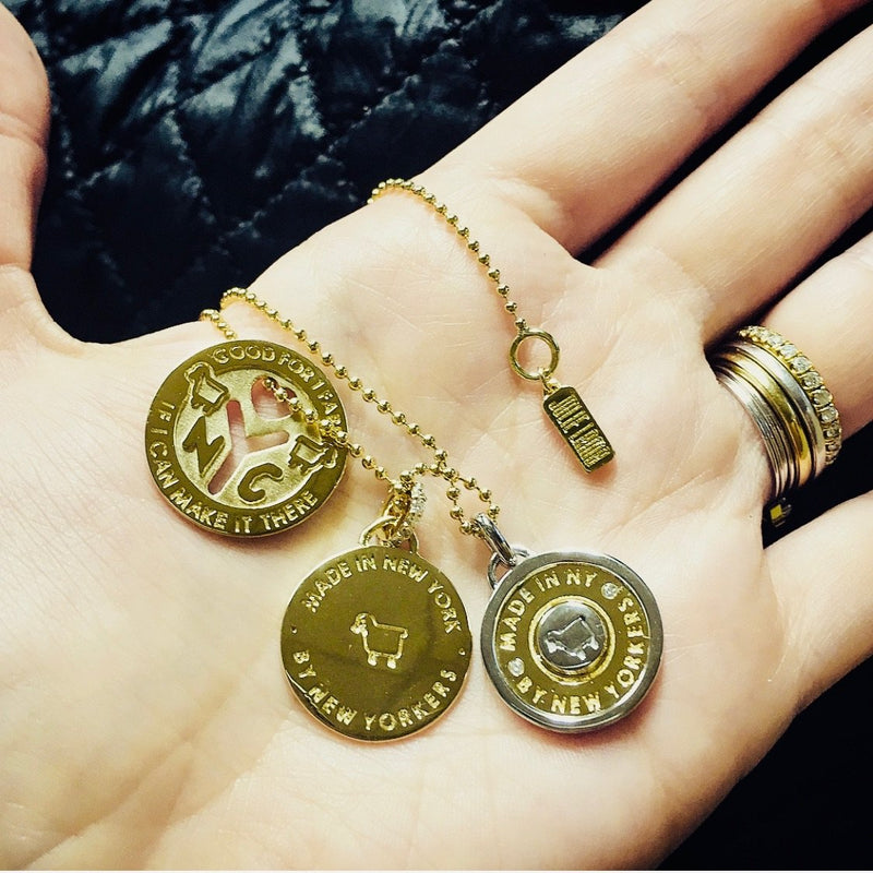 18K Yellow Gold NYC  Subway Token Necklaces