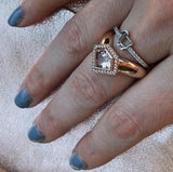 14K WHITE GOLD MINI PAVÉ DIAMOND LAMB RING with Metropolis collection ring