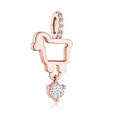 14K Rose Gold charm with Diamonds and Sapphire