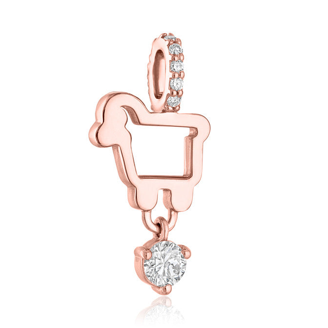 14K Rose Gold charm with Diamonds and Sapphire