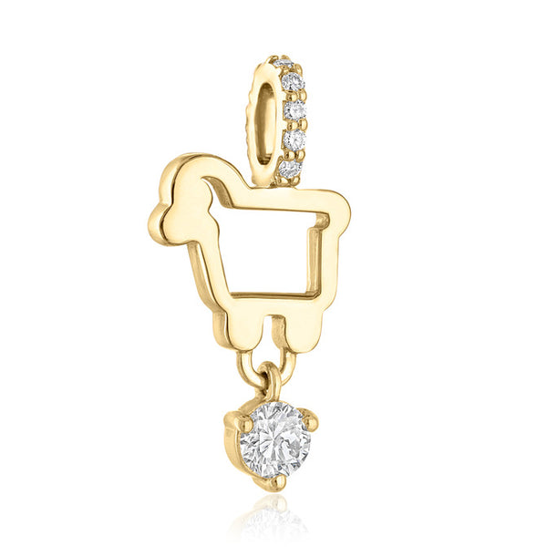 14K Yellow Gold charm with Diamonds and Sapphire