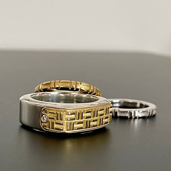 Gold & Sterling Silver NYC Manhole Bands