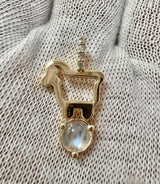 Gold Lamb Charm with Moonstone and diamonds