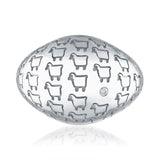 Front view of lamb logo sterling silver ring