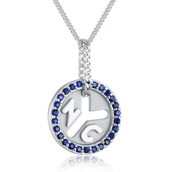 Silver diamond subway token necklace