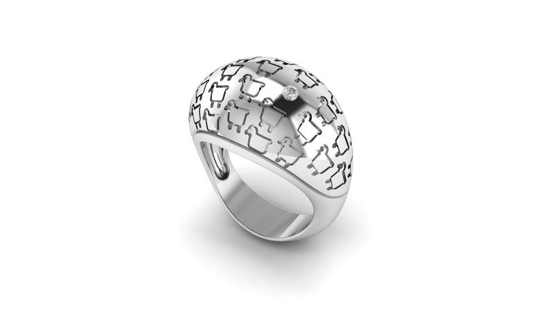 STERLING SILVER 'BE HERD' BOMBAY RING with Diamond