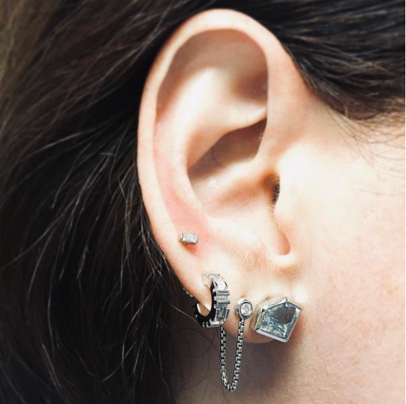 Manhole Cover hoop earring and NYC Crosstown Chain Earring