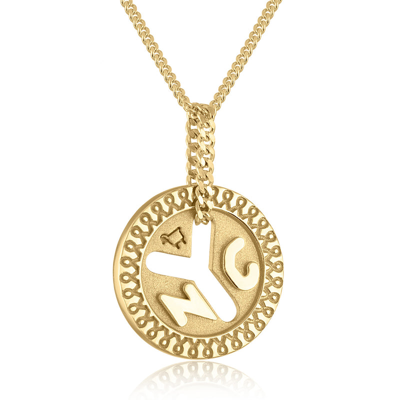 Yellow Gold Subway Token Necklace