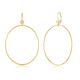 18K Yellow Gold and Diamond Go To Girl Oval Hoop Earrings