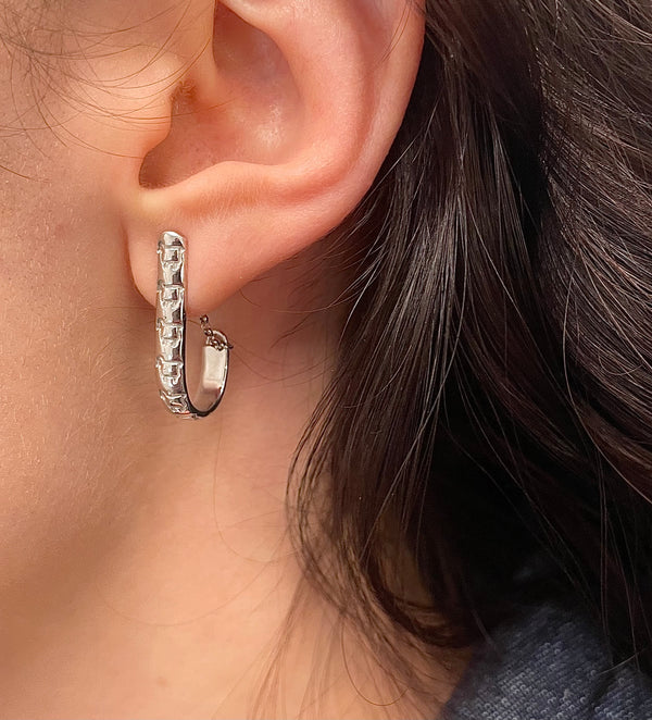 Sterling Silver Sheep Line Dance Hoop Earrings