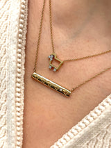 14K Gold 'LINE DANCE' LAMB LOGO BAR NECKLACE