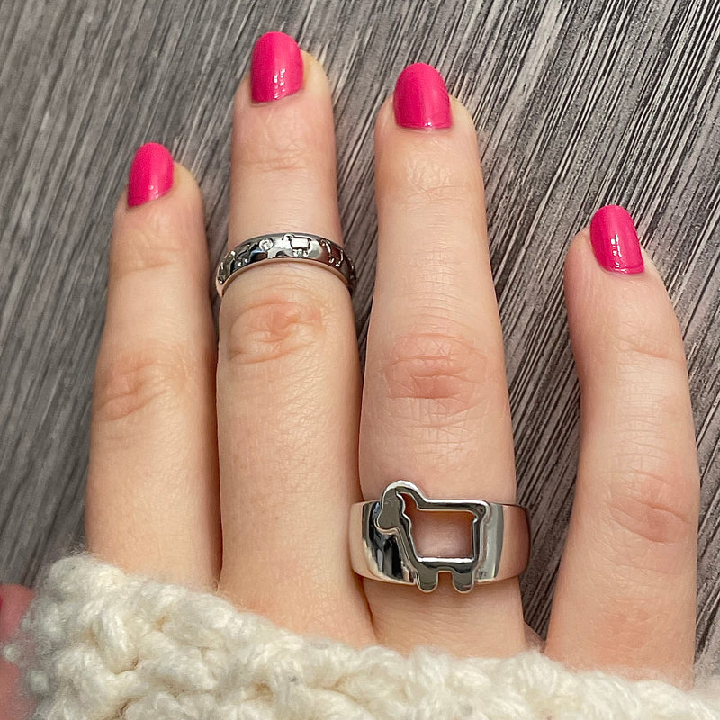 Sterling Silver Sheep Line Dance Band Ring