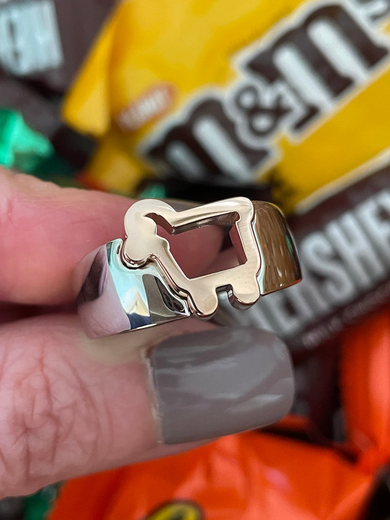 STERLING & 18K GOLD 'CHUBBY BOYFRIEND' SHEEP RING