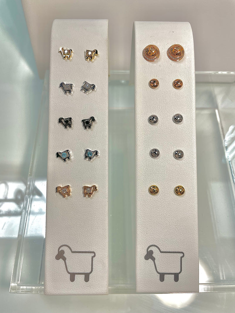 14K Rose Gold Ewe 2 Cute Stud Earrings