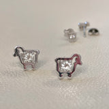 STERLING SILVER SUPERSIZED SHEEP STUD EARRINGS