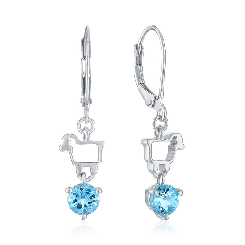 Blue Topaz & Sterling 'Ewe Rock Shorty' Leverback Earrings