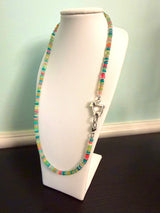 Rainbow Opal & Chunky Sterling Logo Necklace