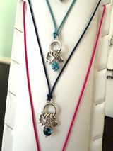 STERLING SILVER Mini Charm Cluster on Color Cord