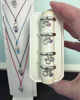 Sterling Silver Mini Logo & Gem Charm Ring