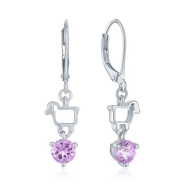 Amethyst & Sterling 'Ewe Rock Shorty' Leverback Earrings