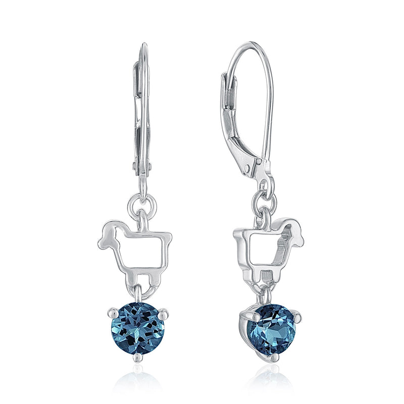 Blue Topaz & Sterling 'Ewe Rock Shorty' Leverback Earrings