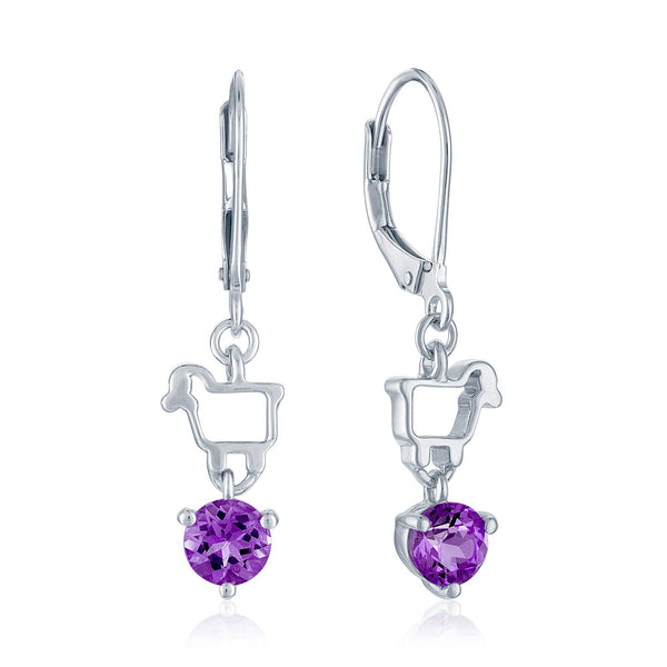 Amethyst & Sterling 'Ewe Rock Shorty' Leverback Earrings