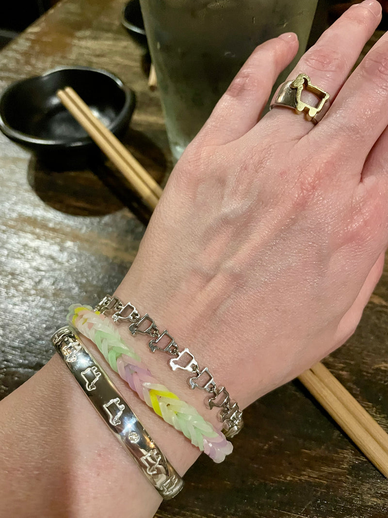 STERLING SILVER 'LINE DANCE' LAMB CUFF BRACELET