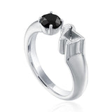 Sterling Silver 'Ewe Rock' Black Spinel Ring