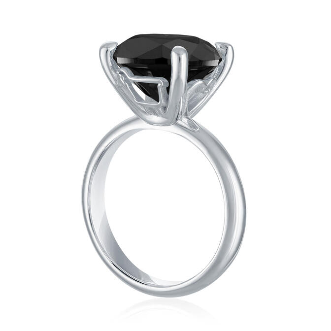 Sterling Silver 'Love Ewe LOTS' Black Spinel Ring