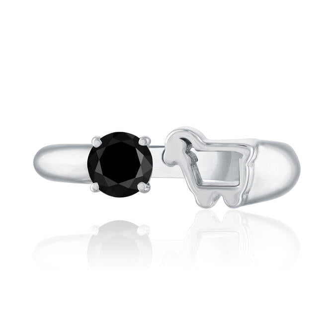 Sterling Silver 'Ewe Rock' Black Spinel Ring