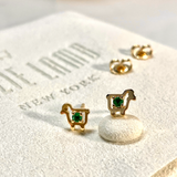 14K YELLOW GOLD MINI SHEEP DIAMOND STUD EARRINGS