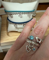 Sterling Silver Mini Logo & Gem Charm Ring