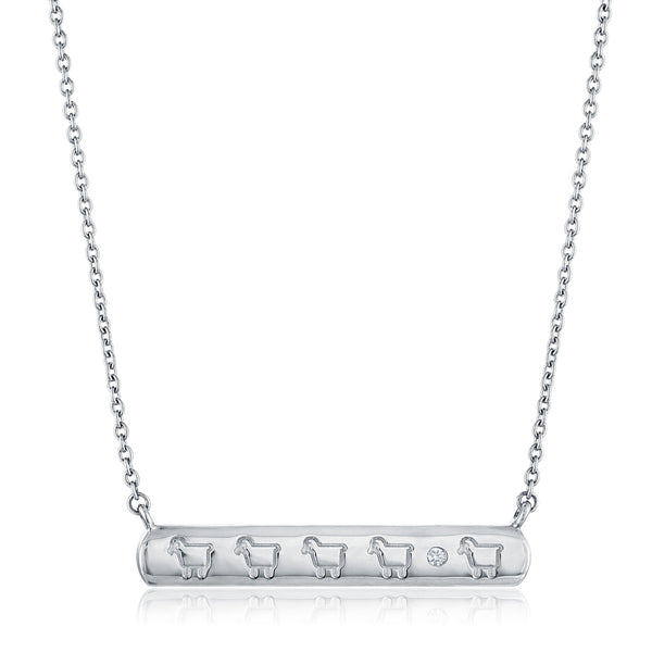 STERLING SILVER 'LINE DANCE' LAMB BAR NECKLACE