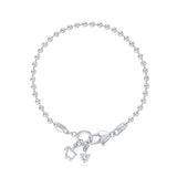 White Topaz & Sterling Ball Chain Bracelet with Mini Logo