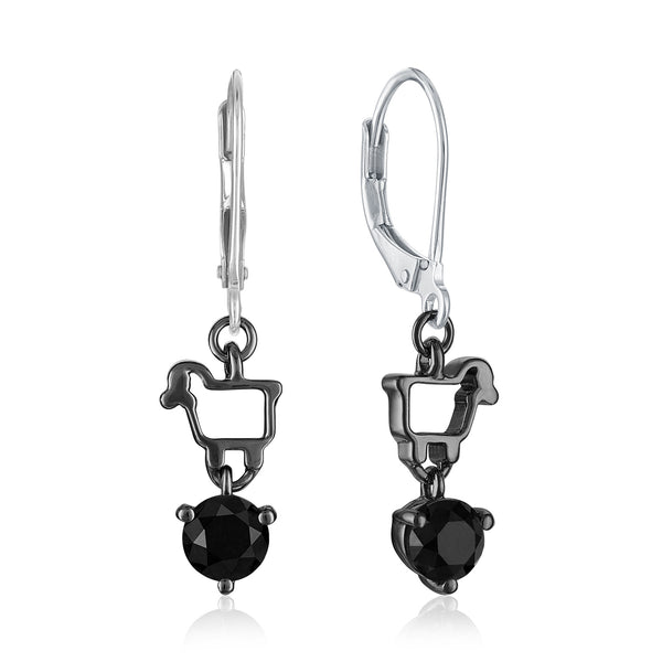 Black Spinel & Sterling 'Ewe Rock Shorty' Leverback Earrings